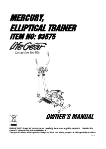 Manual LifeGear 93575 Mercury Cross Trainer