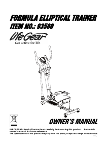 Manual LifeGear 93580 Formula Cross Trainer