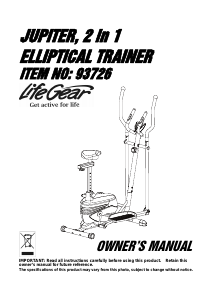 Manual LifeGear 93726 Jupiter Cross Trainer