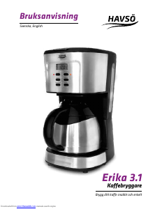 Bruksanvisning Havsö Erika 3.1 Kaffebryggare