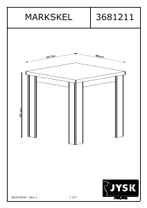 Εγχειρίδιο JYSK Markskel (80x80x75) Τραπέζι τραπεζαρίας