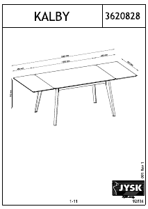 Mode d’emploi JYSK Kalby (90xL220x75) Table de salle à manger