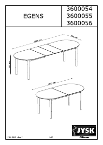 Руководство JYSK Egens (90x190/270) Обеденный стол
