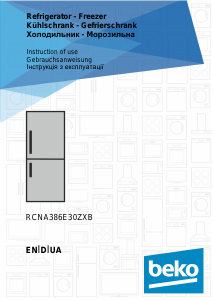 Посібник BEKO RCNA386E30ZXB Холодильник із морозильною камерою