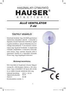 Használati útmutató Hauser F-44 Ventilátor