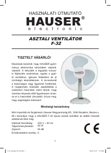 Návod Hauser F-32 Ventilátor