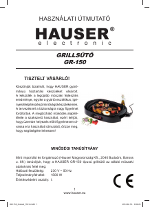 Manual Hauser GR-150 Grătar de masă