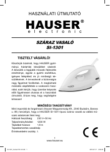 Manuál Hauser SI-1301 Žehlička