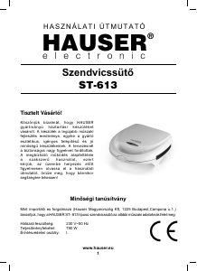 Manuál Hauser ST-613 Kontaktní gril