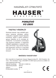 Használati útmutató Hauser VC-2800 Porszívó