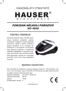 Használati útmutató Hauser VC-1810 Porszívó