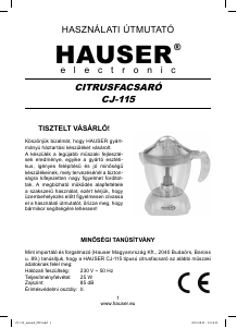 Használati útmutató Hauser CJ-115 Citrusfacsaró