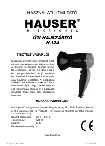 Instrukcja Hauser H-124 Suszarka do włosów