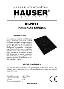 Manual Hauser IC-2011 Plită