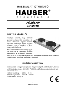 Manual Hauser HP-231S Plită