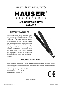 Manual Hauser HS-481 Aparat de îndreptat părul