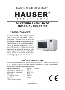 Manuál Hauser MW-821D Mikrovlnná trouba