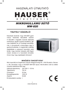 Manual Hauser MW-820 Cuptor cu microunde