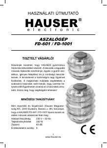 Használati útmutató Hauser FD-601 Aszaló