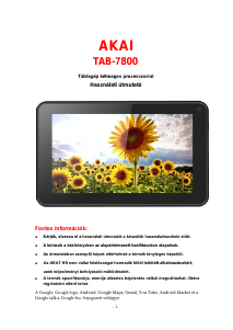 Használati útmutató Akai TAB-7800 Táblagép