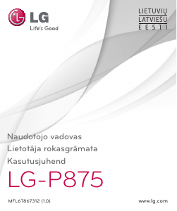 Rokasgrāmata LG P875 Mobilais tālrunis