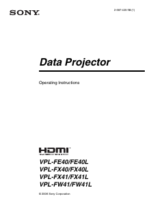 Manual Sony VPL-FW41L Projector