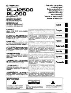 Bedienungsanleitung Pioneer PL-J2500 Plattenspieler