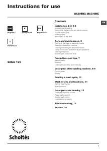 Handleiding Scholtès SMLE 129 Wasmachine