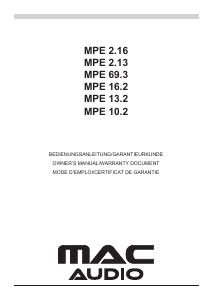 Bedienungsanleitung Mac Audio MPE 13.2 Auto lautsprecher