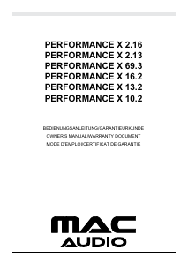 説明書 Mac Audio Performance X 2.16 カースピーカー