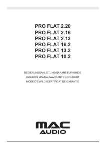 Manual Mac Audio Pro Flat 2.13 Car Speaker