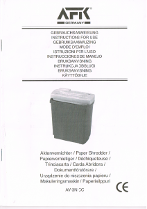 Manual AFK AV-3N CC Paper Shredder