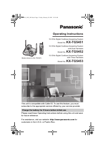 Manual Panasonic KX-TG5452 Wireless Phone