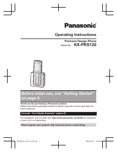 Manual Panasonic KX-PRS120 Wireless Phone