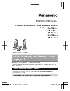 Manual Panasonic KX-TG3845 Wireless Phone