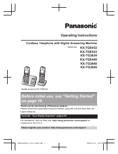 Manual Panasonic KX-TG3640 Wireless Phone
