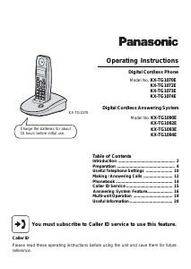 Manual Panasonic KX-TG1090E Wireless Phone