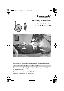 Manual Panasonic KX-TG2420 Wireless Phone