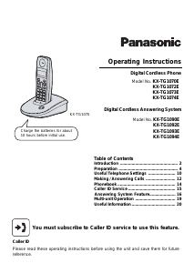Manual Panasonic KX-TG1093E Wireless Phone