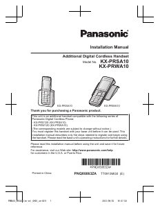 Manual Panasonic KX-PRSA10 Wireless Phone