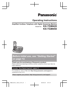 Manual Panasonic KX-TGM420 Wireless Phone