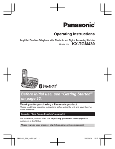 Manual Panasonic KX-TGM430 Wireless Phone