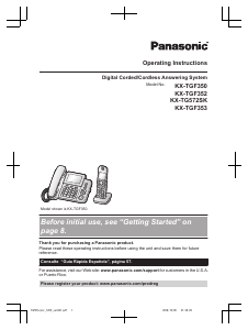 Manual Panasonic KX-TGF350 Wireless Phone