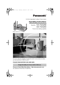 Manual Panasonic KX-TG5240 Wireless Phone