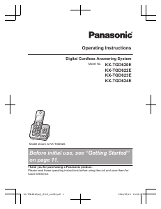 Manual Panasonic KX-TGD620E Wireless Phone