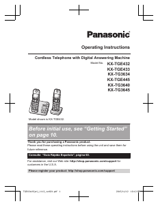 Handleiding Panasonic KX-TGE433 Draadloze telefoon