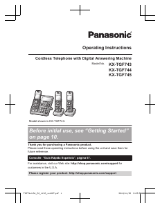 Manual Panasonic KX-TGF745 Wireless Phone