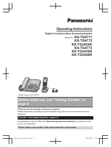Manual Panasonic KX-TG244SK Wireless Phone