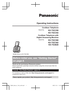 Manual Panasonic KX-TG3620 Wireless Phone