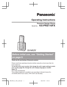 Manual Panasonic KX-PRS110FX Wireless Phone